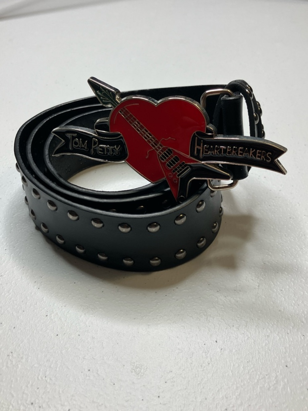 Tom Petty and the Heartbreakers inspired Belt Buckle with Studded Pleather Belt